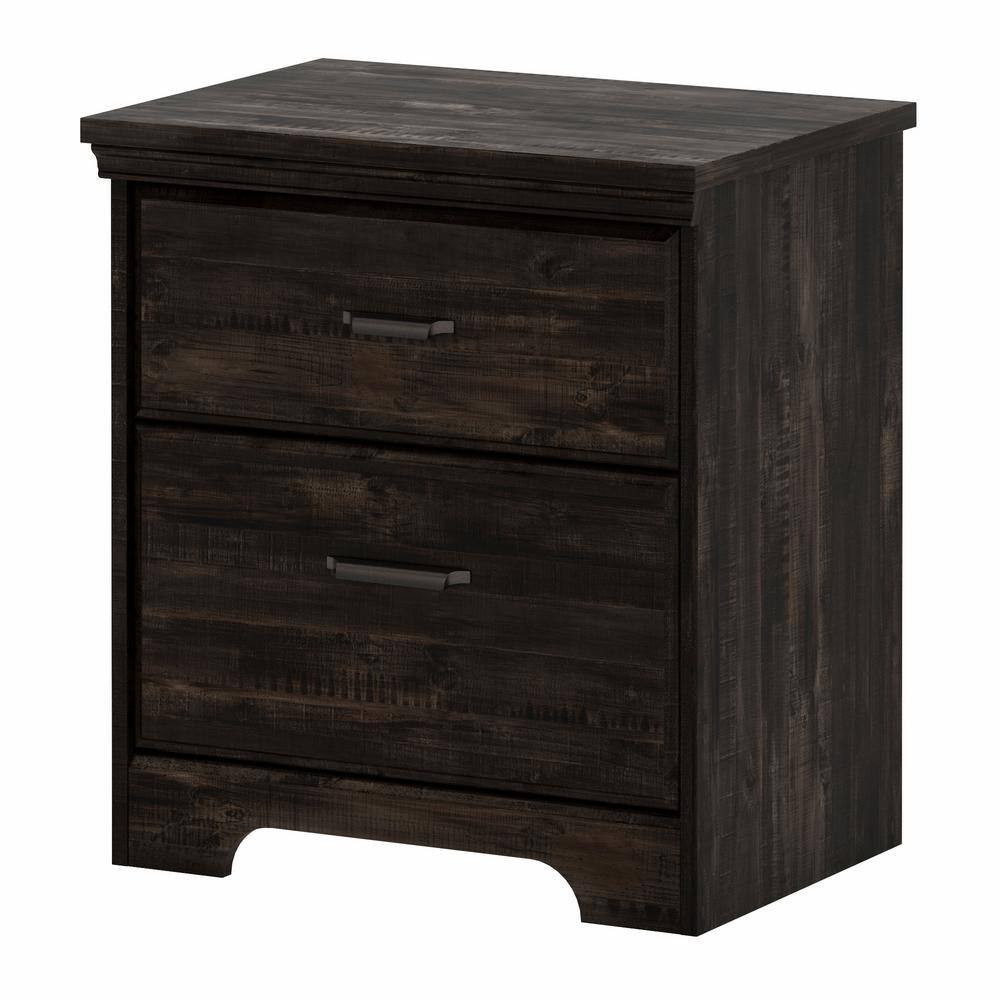 South Shore Versa 2Drawer RubBed Black Nightstand (23 in. W x 25.25 in. H) 13113 The Home Depot