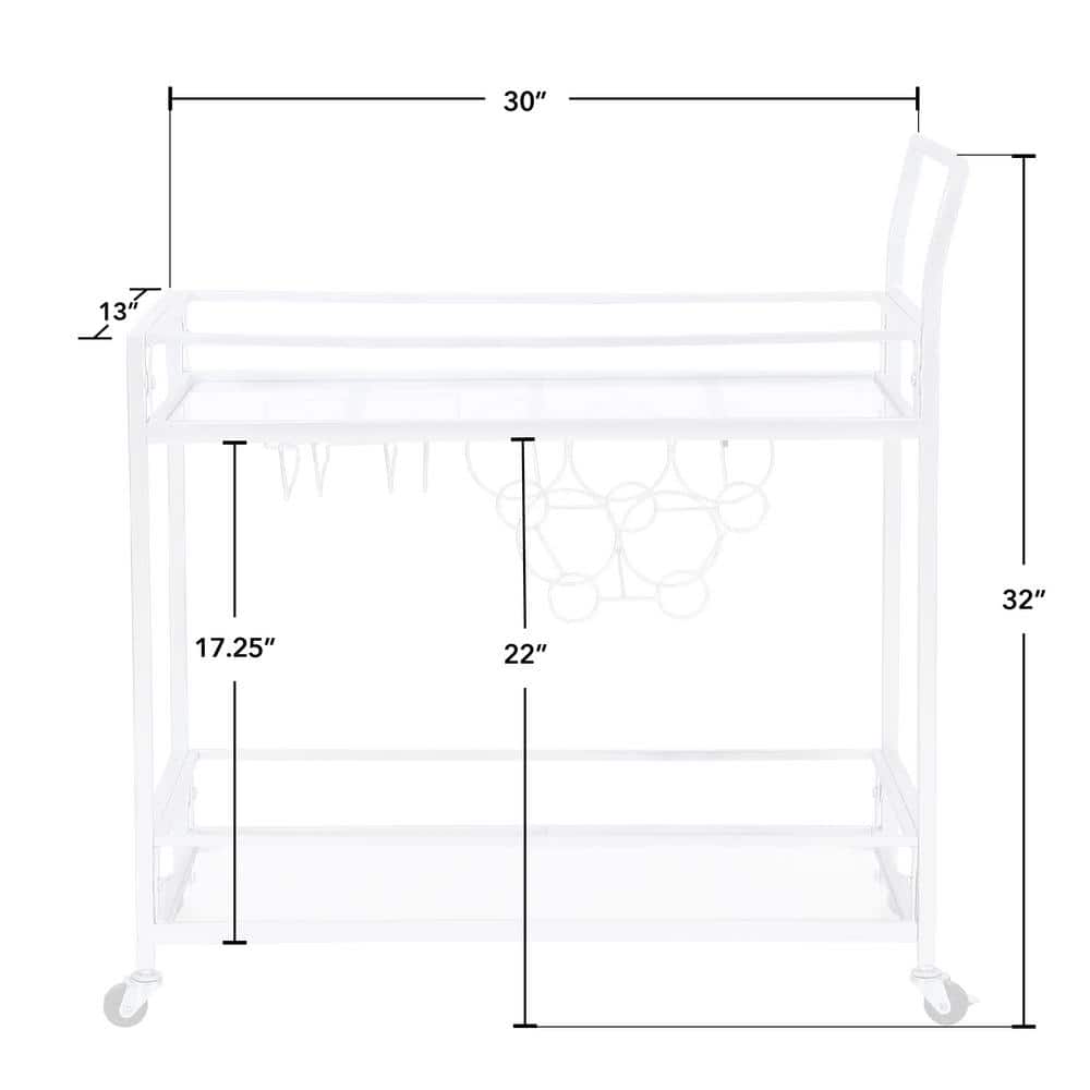 Silver Metal and Glass Bar Cart with Wine Rack