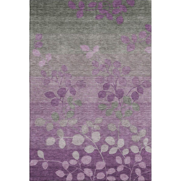 Mayfield Premium Machine Washable Abstract AMF1900 Purple 9 ft. x 12 ft. Area Rug
