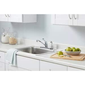 Single-Handle Standard Kitchen Faucet with White Side Sprayer in Chrome