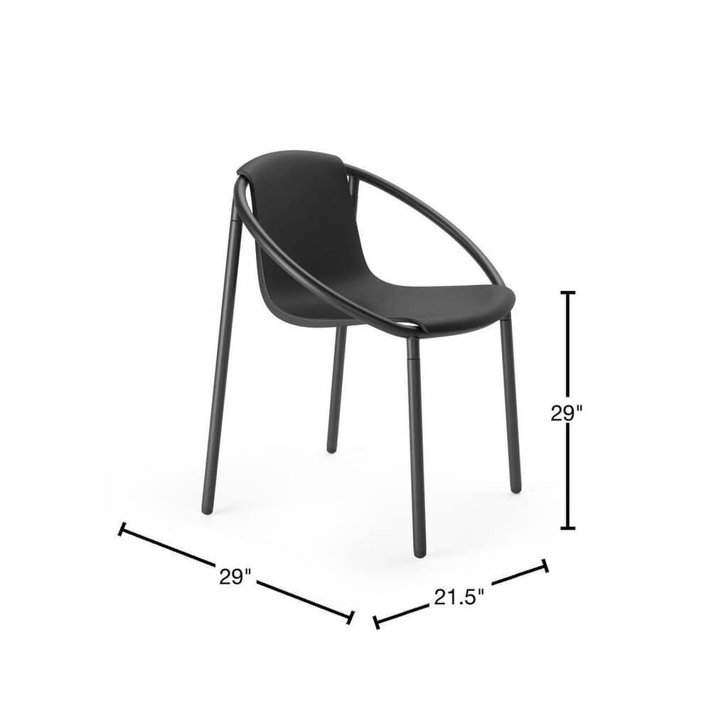 ErgoStack Black Metal and Wood Composite Outdoor Lounge Chair
