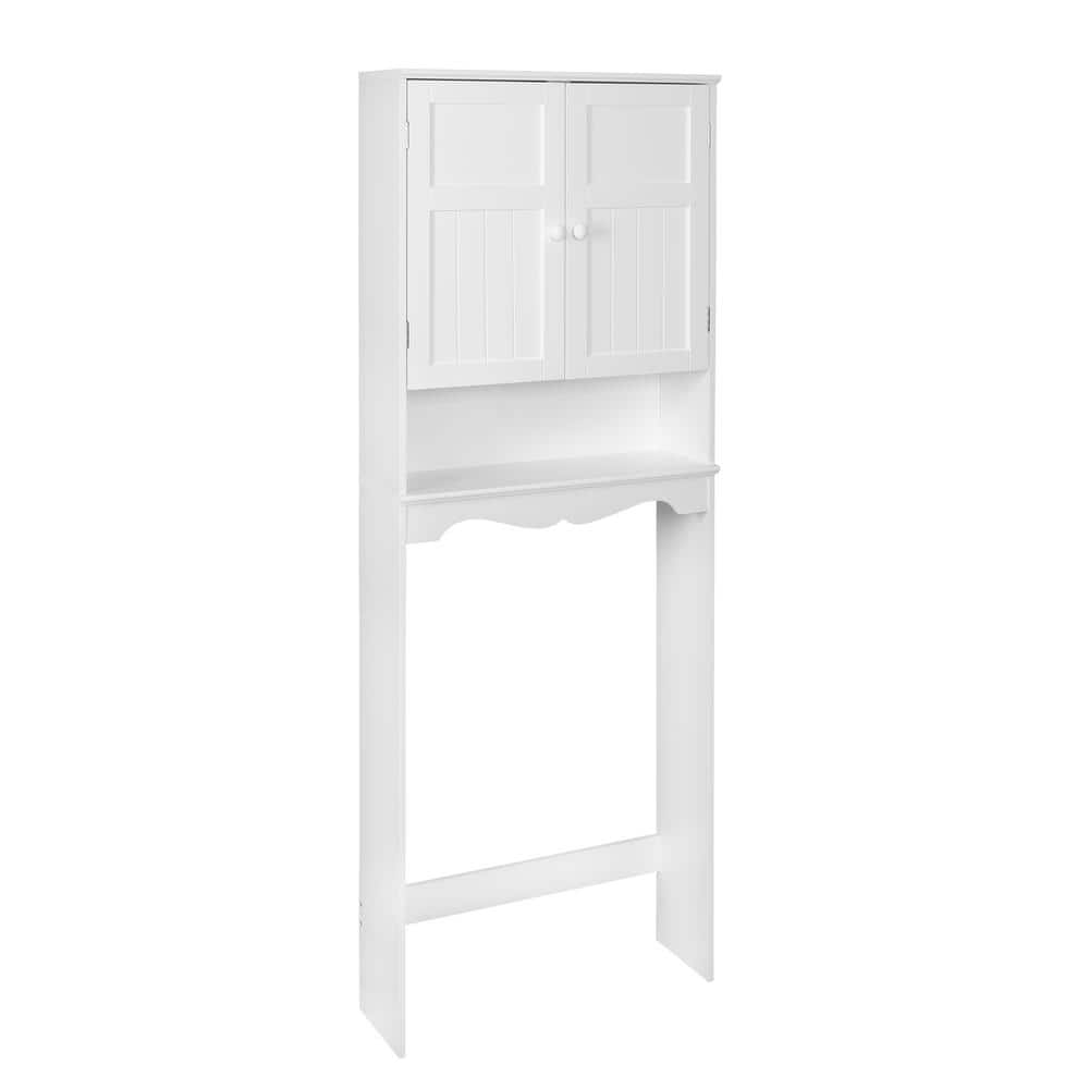HoneyCanDo 23.5 in. W x 63 in. H x 7.8 in. D White MDF OvertheToilet Storage BTH09600 The