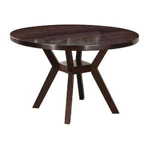 Drake 48 in. Round Brown Wood Top with Wood Frame (Seats 4)
