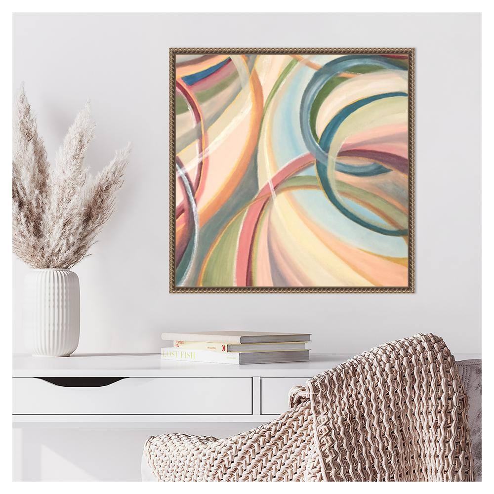 Overlapping Rings III Abstract Canvas Art with Bronze Frame