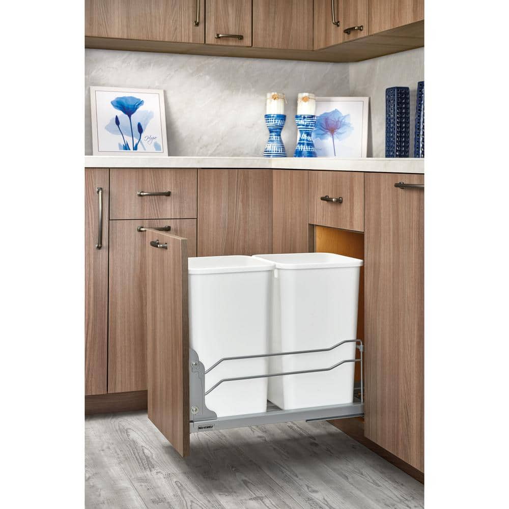 Champagne Double Pull-Out Trash Can with Soft-Close Slides