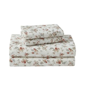 Le Fleur 3-Piece Orange Cotton Flannel Twin Sheet Set