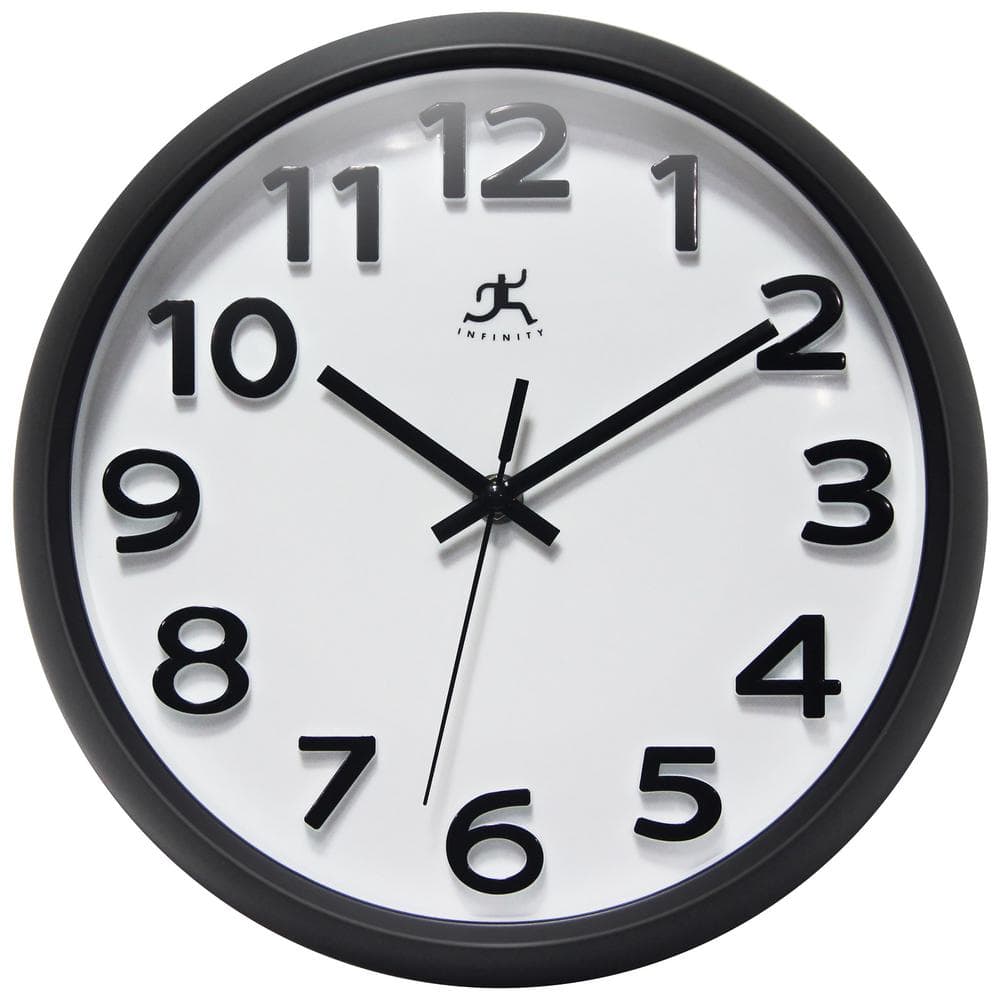Infinity Instruments Raised Numeral Clock, 10.75 in. 20296BK-WH - The ...