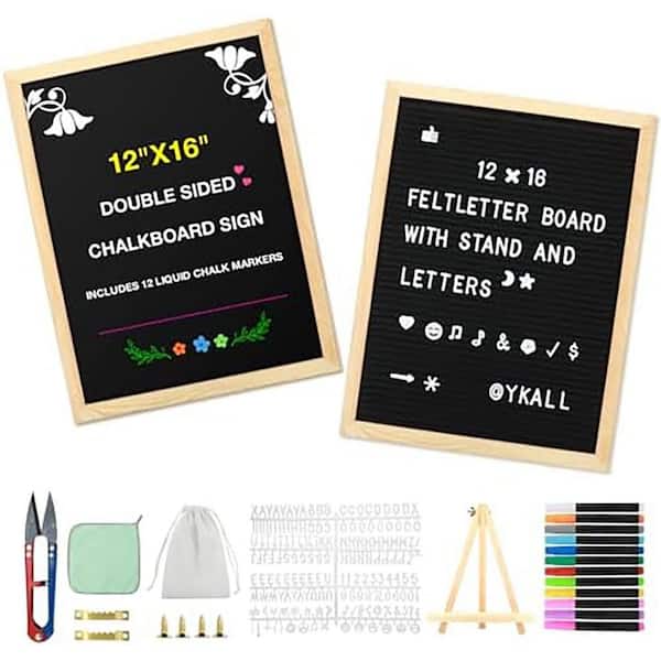 1-Pack Double Sided Chalkboard Felt Letter Board Sign with Chalk Markers and Pre-Cut Letters for Home Decor