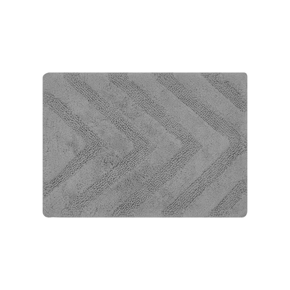 Gray Chevron Pattern Cotton Anti-Skid Bathroom Rug 17" x 24"