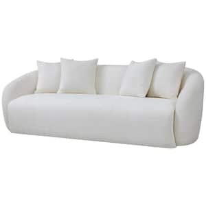 Lidan 85 in. W Round Arm Boucle Fabric Japandi Style Luxury Curvy Couch in Ivory