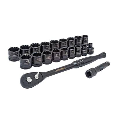 3/8 in. Drive 100-Position Ratchet and Universal SAE/Metric Socket Wrench Set (20-Piece)