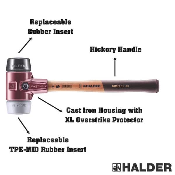 Halder 3.5 lbs. Simplex 60 Mallet with Black Rubber and Grey Rubber  Non-Marring Inserts 3023.060 The Home Depot