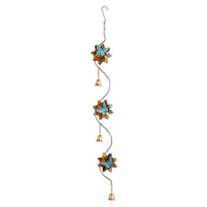 35 in. Hanging Metal Butterfly and Flower Garden Decor