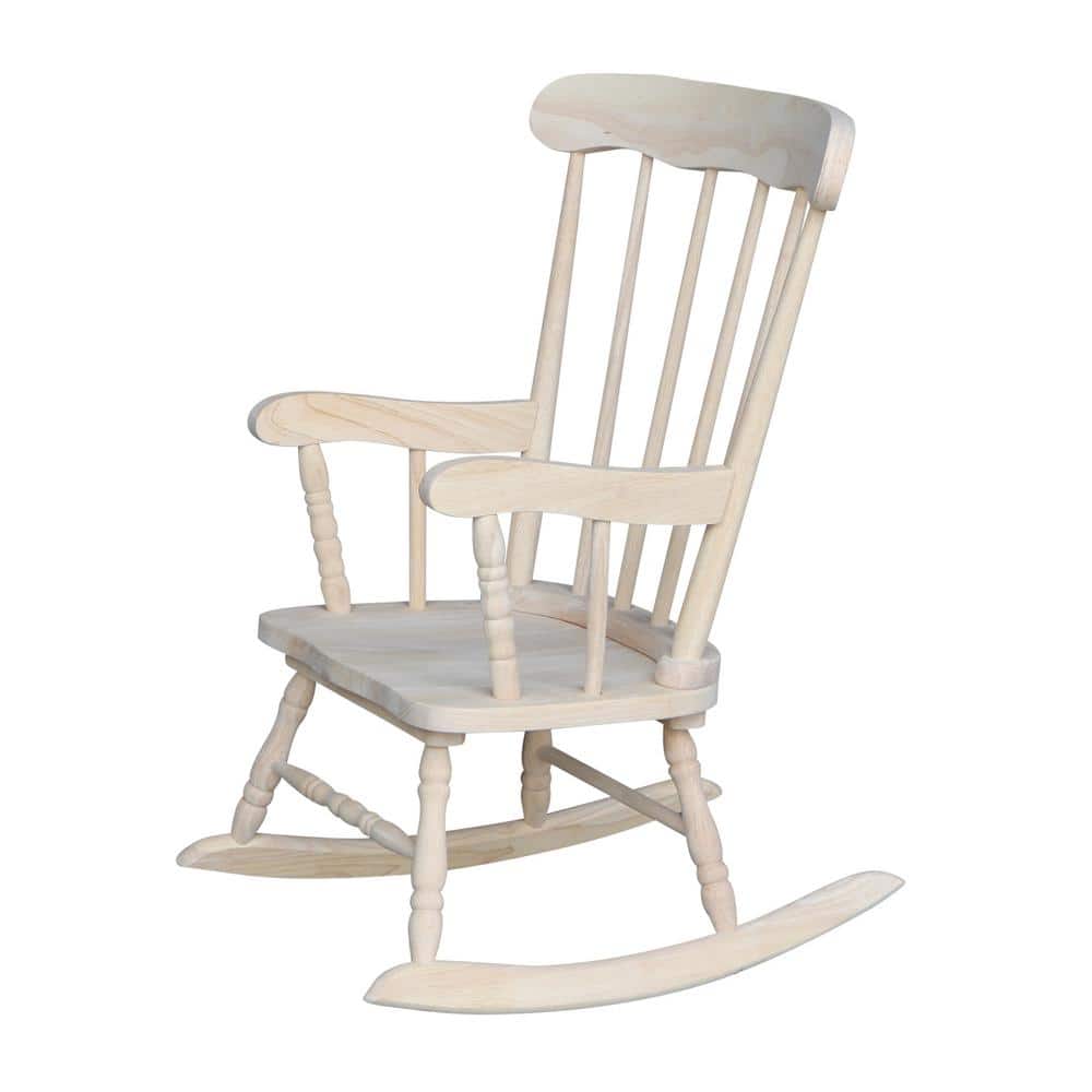 Traditional Unfinished Solid Wood Kids Rocker for Nursery and Playroom