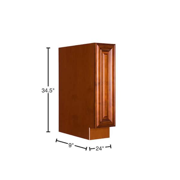 LIFEART CABINETRY Cambridge Assembled 9x34.5x24 in. Base Spice Rack Cabinet in Chestnut
