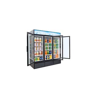 80 in. 56.5 cu. ft. Commercial Upright Merchandiser Refrigerator in Black with 3-Tempered Glass Door