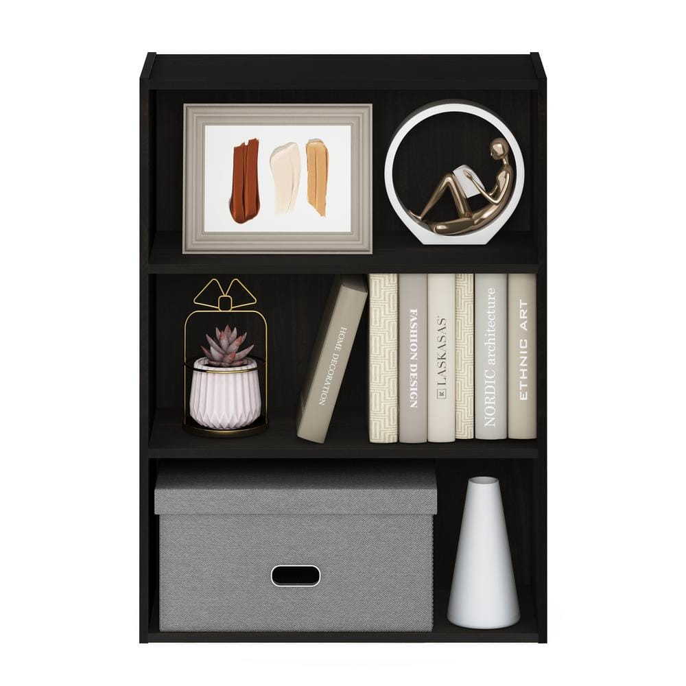 Espresso 3-Tier Wood Open Bookshelf
