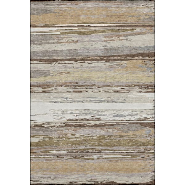 Mayfield Premium Machine Washable Abstract AMF2287 Beige 3 ft. x 4 ft. Area Rug