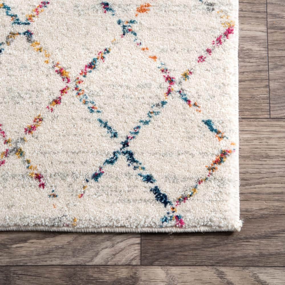 Elevated Trellis 4' Square Light Multi Synthetic Accent Rug
