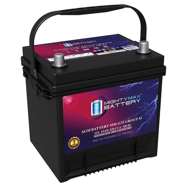 MM-G35 Start and Stop Car BCI Group Size 35 12-Volt 55Ah, 100RC, 650 CCA Rechargeable AGM Car battery