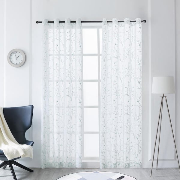 Lyndale Decor Tess 120 in.L x 52 in. W Sheer Polyester Curtain in Lake Blue