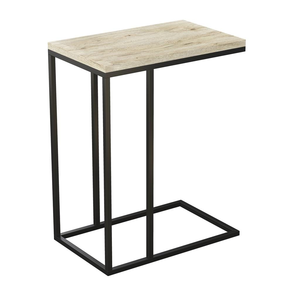 Safdie & Co. 19"L C-Shape Accent Table with Black Metal Legs in Reclaimed Wood