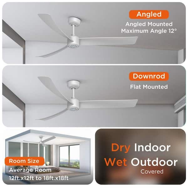QRMOK I3 52in, Indoor White Ceiling Fan with Dimmable LED