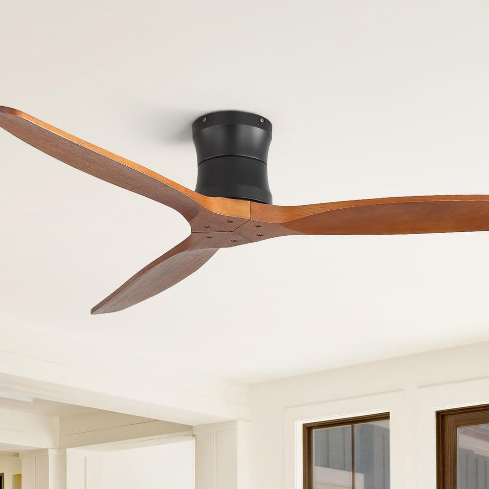 ハサモ　BAR WOOD CEILING FAN CACI Mall 52 in. Standard Black Flush Mount Indoor/Outdoor Ceiling