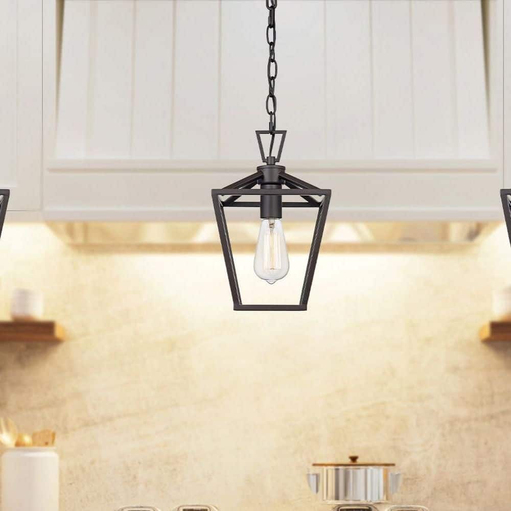 Lacey 1-Light Oil Rubbed Bronze Farmhouse Mini Pendant Light Fixture with Caged Metal Shade price history on PriceWatchPro