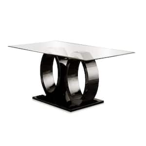 Apollina 63 in. Rectangle Black Glass Dining Table (Seats 6)