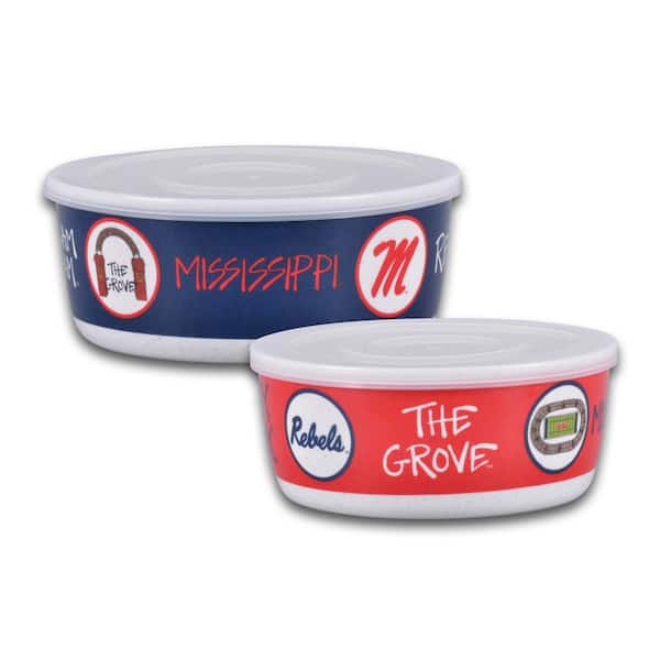 Magnolia Lane Ole Miss 7.5 in. 16 fl.oz Assorted Colors Melamine Serving Bowls Set of 2 with Lids