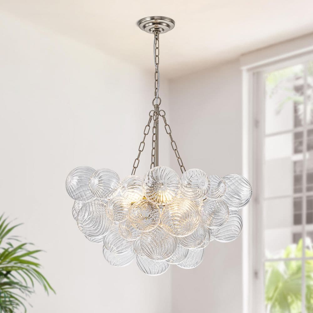 GoYeel Bublume 6-Light Mid-Century Nickel Bubble Chandelier with