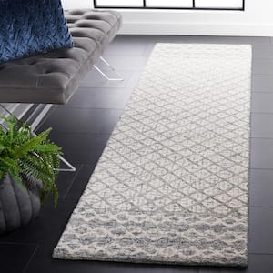 Abstract Gray/Ivory 2 ft. x 8 ft. Geometric Distressed Runner Rug