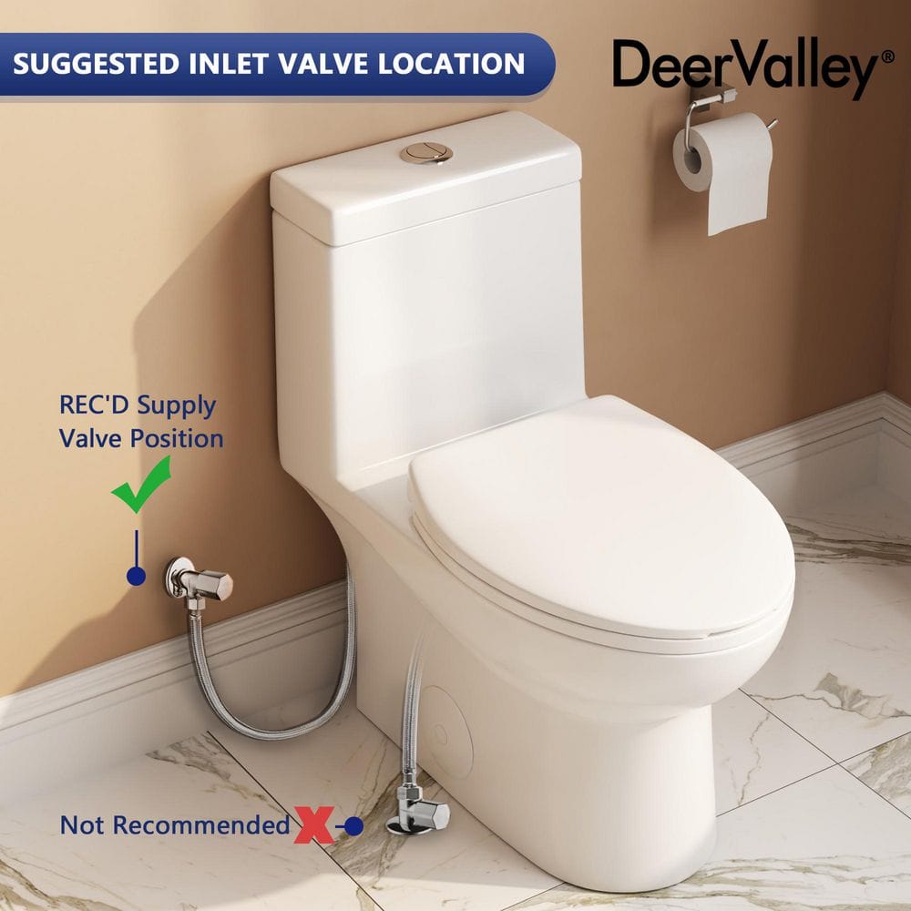White Ceramic Elongated Dual Flush One-Piece Toilet