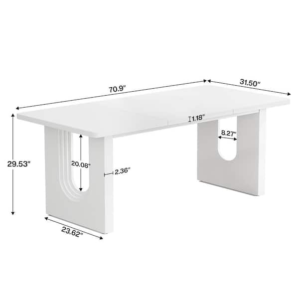 BYBLIGHT Lanita 70.9 in. Rectangular White Engineered Wood