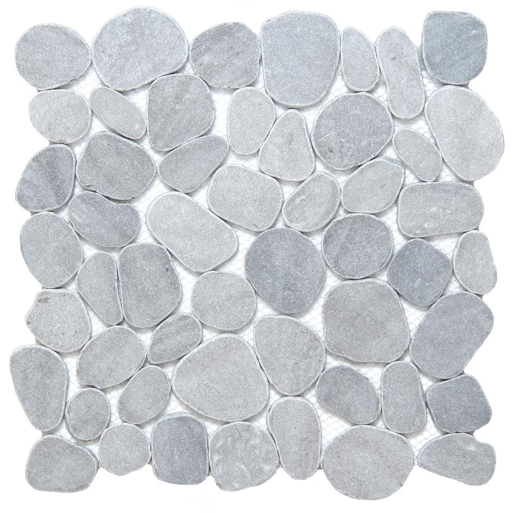 Silver Pebble Stone 12x12 Mosaic Tile
