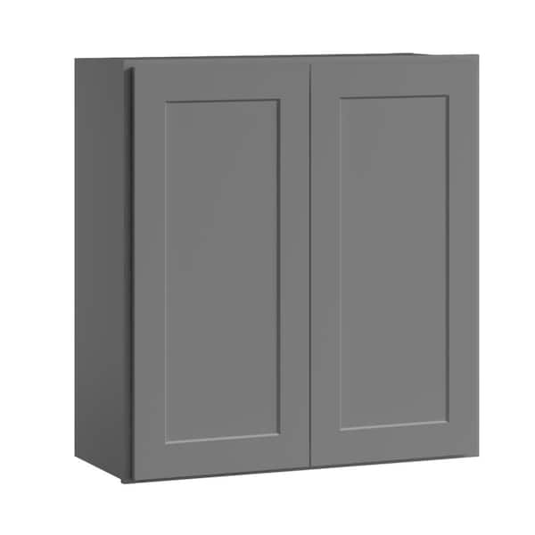 33 in. W x 12 in D x 42 in. H in. Shaker Grey Plywood Ready to Assemble Kitchen Wall Cabinet with Doors and Shelves