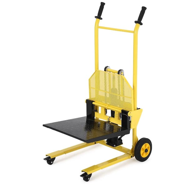 450LBS Hydraulic Material Lift, 36" Max Lift Portable Pallet Truck, Heavy-duty Steel Manual Forklift Stacker