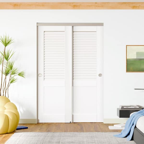 TENONER 60in x 80in White, Solid Core, MDF Painted Double Half