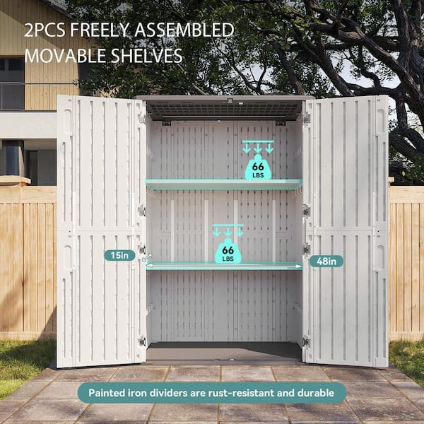 Sizzim 52 in. W x 30 in. D x 75 in. H White Resin Storage Shed