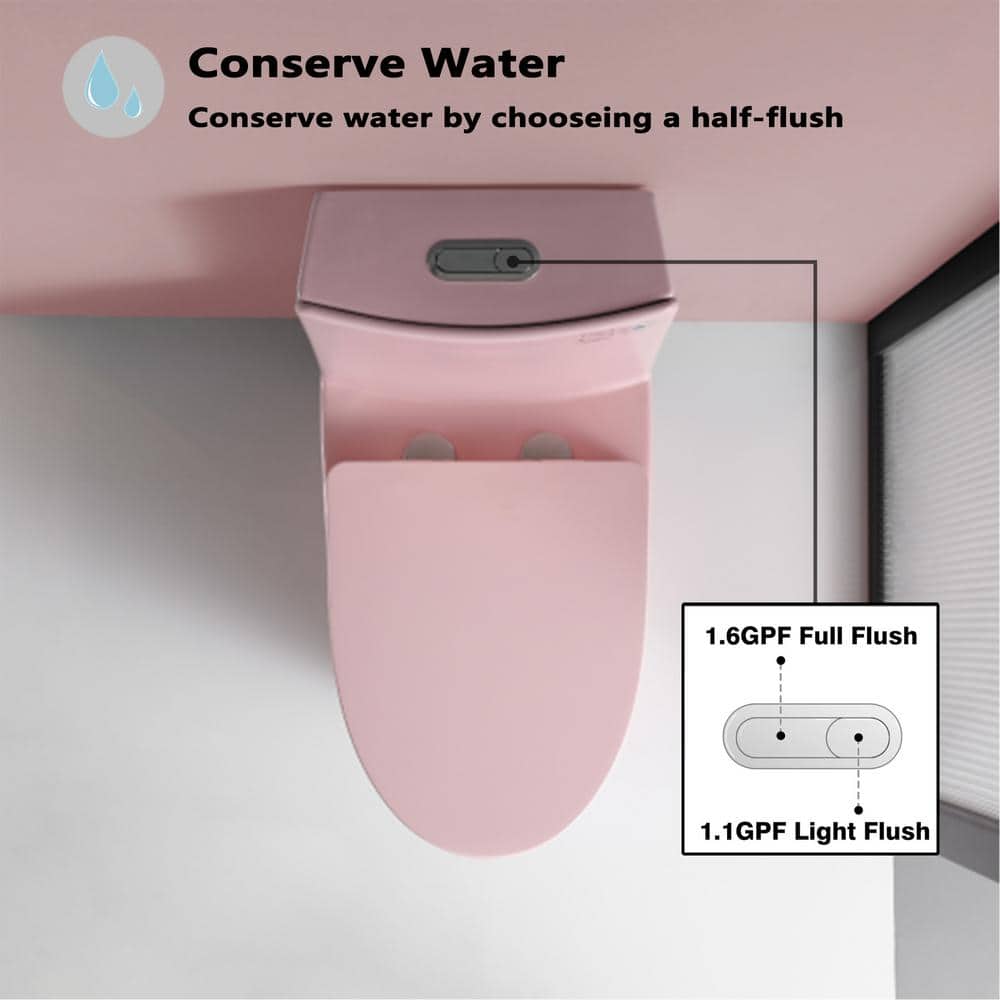 Matte Pink Elongated Dual Flush One-Piece Toilet