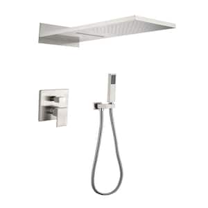 3-Spray Wall Mounted Dual Shower Heads with Hand Shower with Handheld Shower 2.0 GPM in Brushed Nickel
