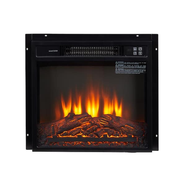 Etokfoks 1400-Watt Black Insert Electric Fireplace Infrared Space Heater with Remote Control and 3D Flames