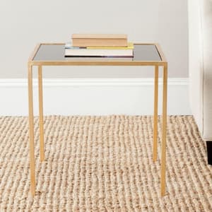 Kiley Gold and Black Glass Top End Table