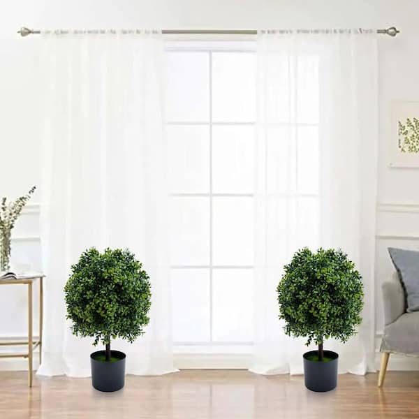 1.66 ft. 2-Piece Artificial Topiary Boxwood Ball Trees, Fake Greenery Green Plant