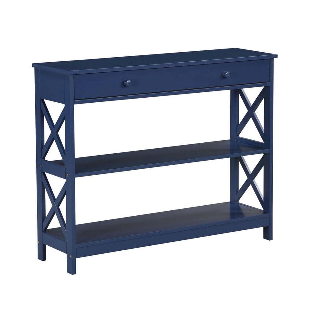 Oxford Cobalt Blue Console Table with X-Pattern and Storage