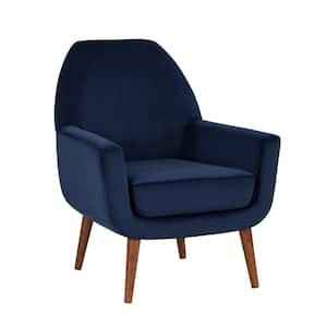 Accera Mid-Century Navy Blue Arm Chair with U-shaped Frame