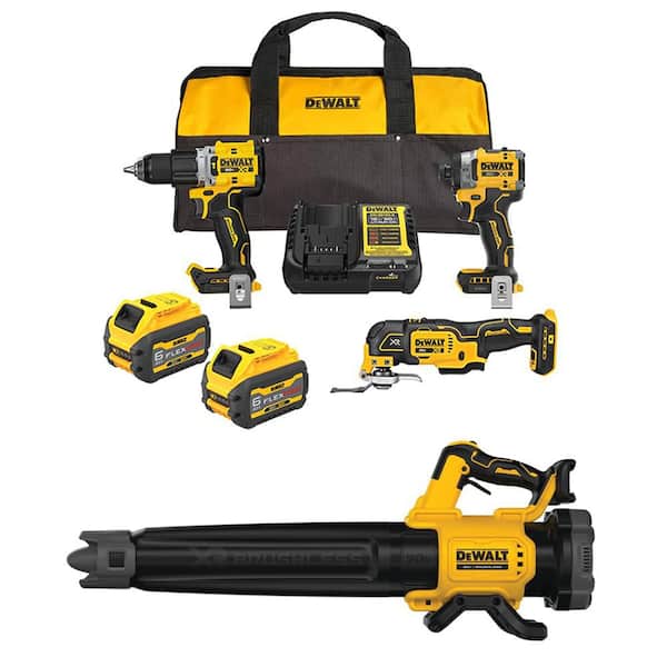 20V Max Lithium-Ion Cordless 3-Tool Combo Kit and Brushless Handheld Blower with (2) Flexvolt 6 Ah Batteries and Charger