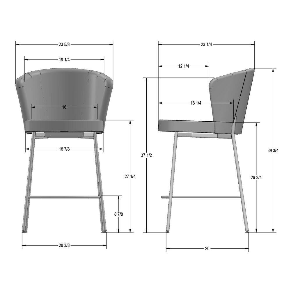 Camilla Beige Cream Polyester and Black Metal Counter Stool