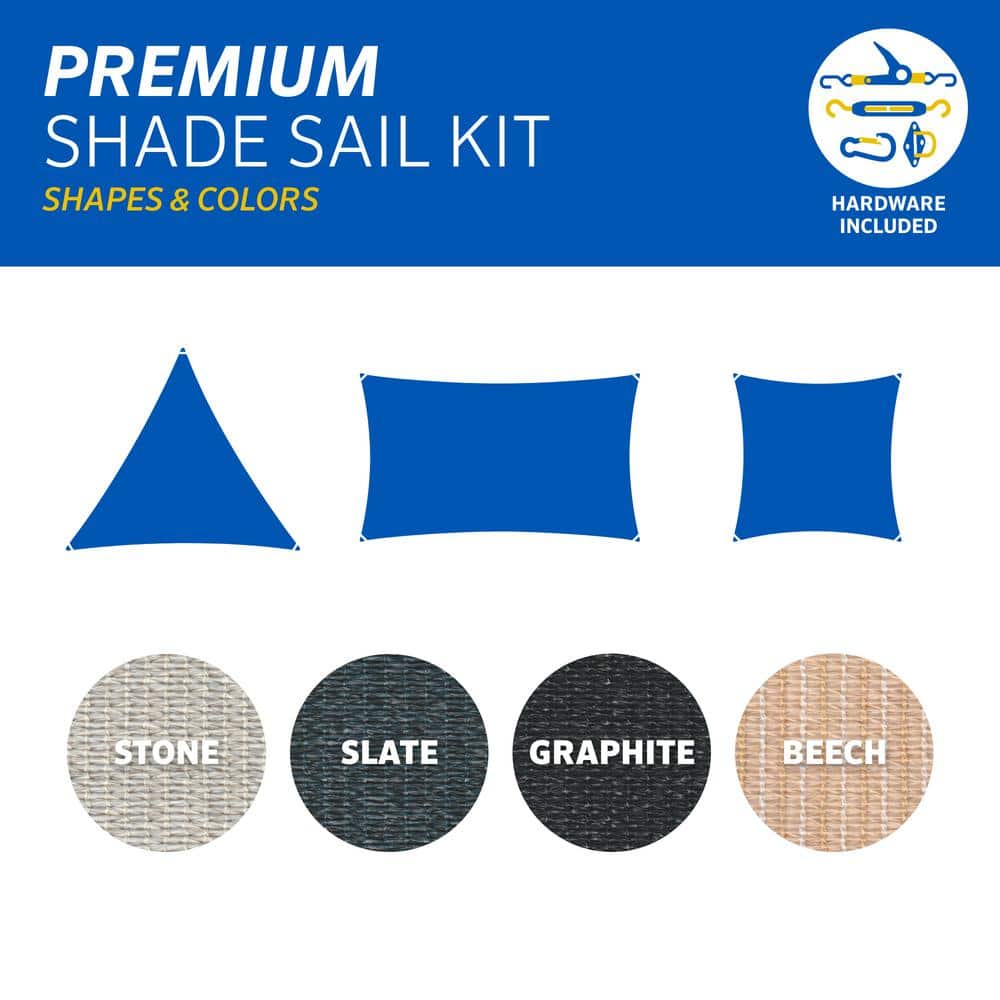 Coolaroo Slate Blue HDPE Rectangle Shade Sail Kit 16'5" x 9'11"